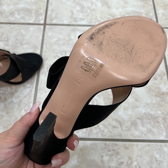 NEW Gianvitto Rossi BLACK Bow Mule Heeled Sandals - Picture 11 of 16